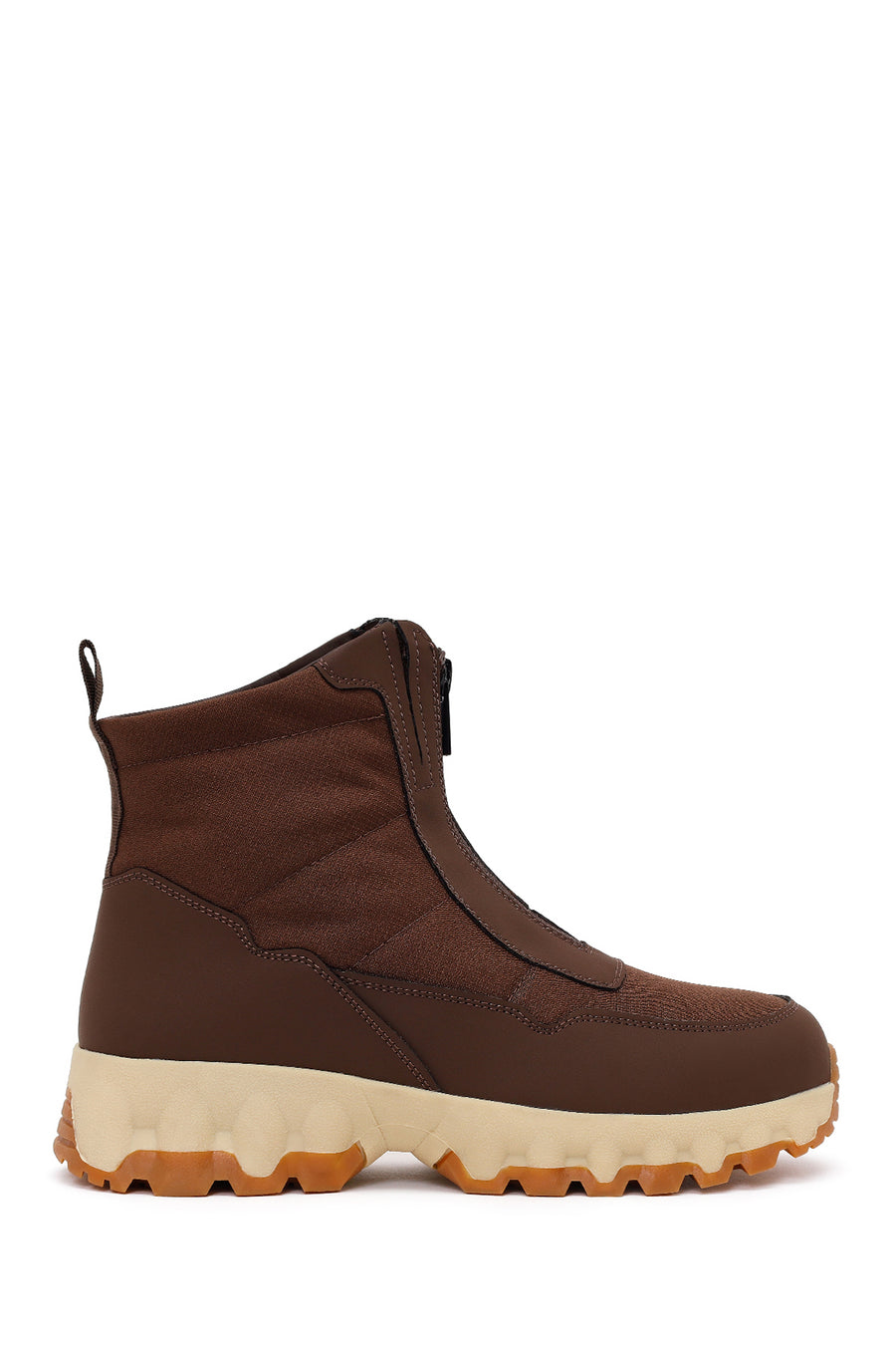 Woman Brown Zip Closure Thick-Soled Fabric Boots WF530030KK | Derimod