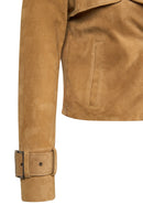 Portofino Woman Camel Suede Leather Jacket | Derimod