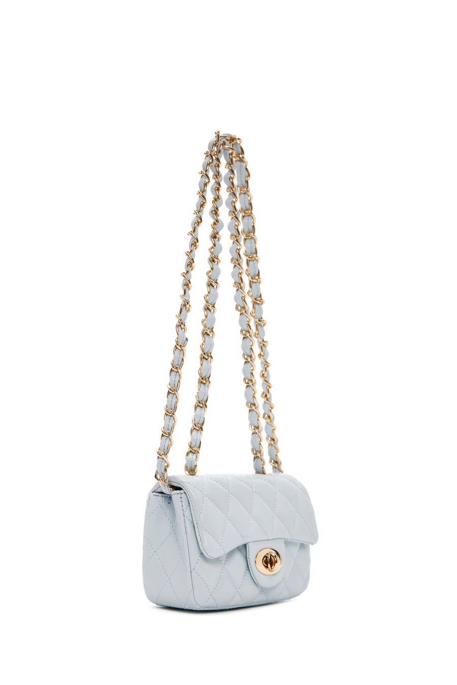 Women's Blue Long Strap Quilted Crossbody Bag