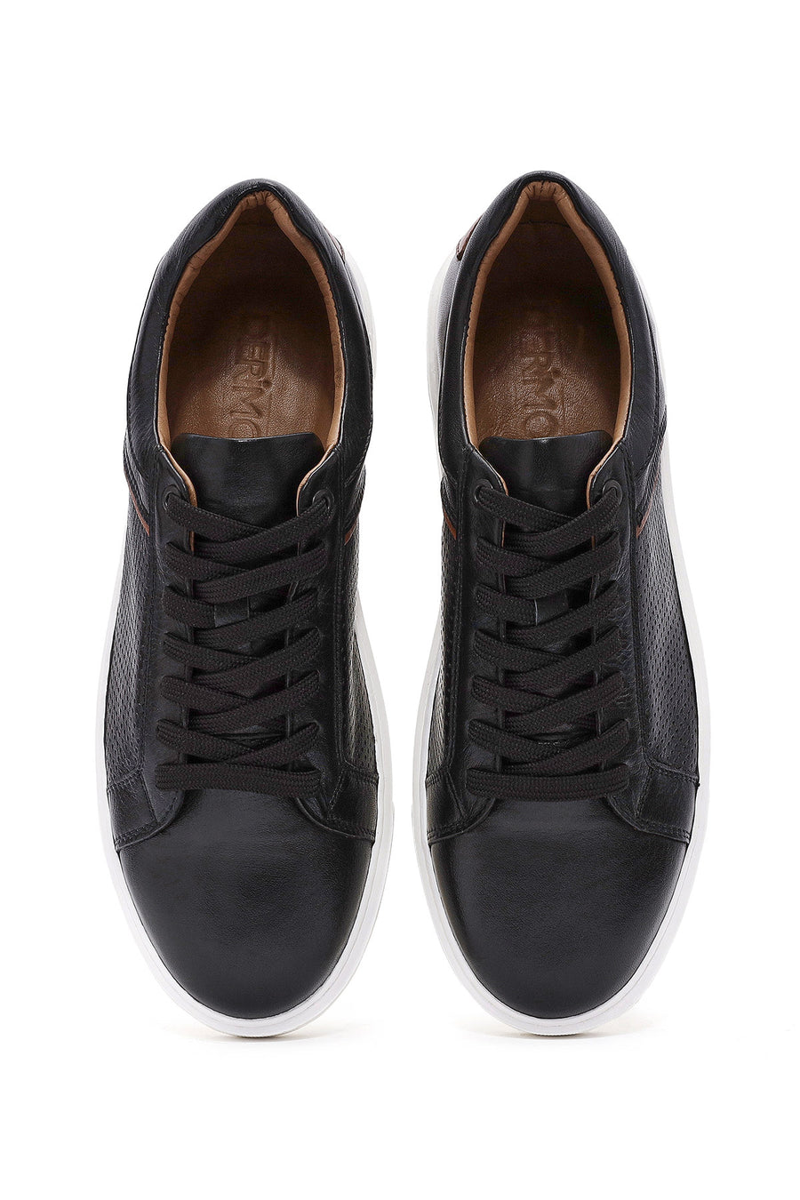 Men's Black Lace-up Leather Sneaker