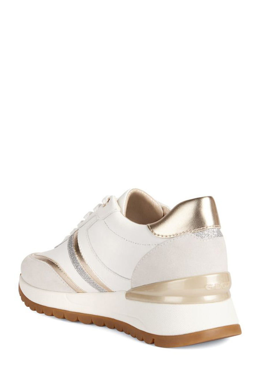 Geox Women's White Desya Thick Soled Leather Sneaker