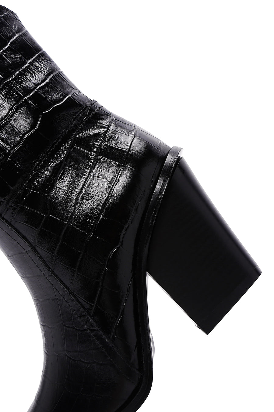 Women's Black Leather Heeled Cowboy Boots