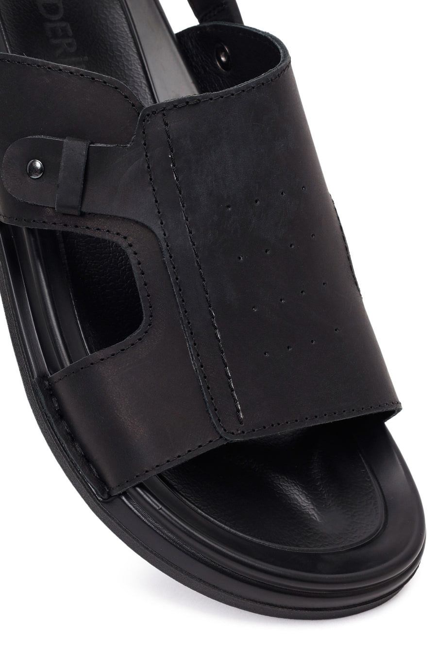 Male Black Nubuck Leather Sandals
