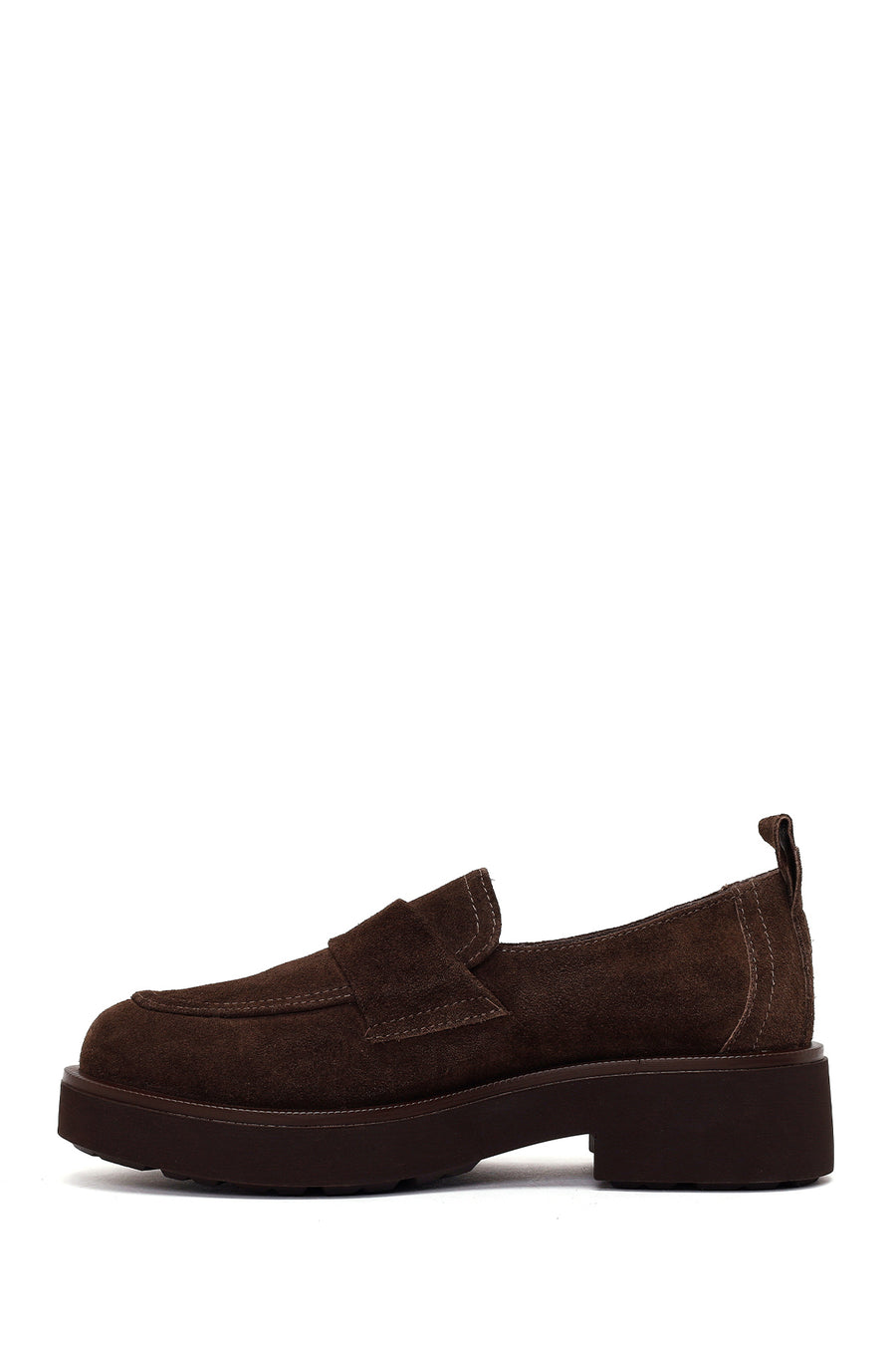 Woman Dark Mink Suede Masculine Loafer