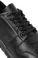 Men's Black Lace-Up Leather Casual Sneaker | Derimod