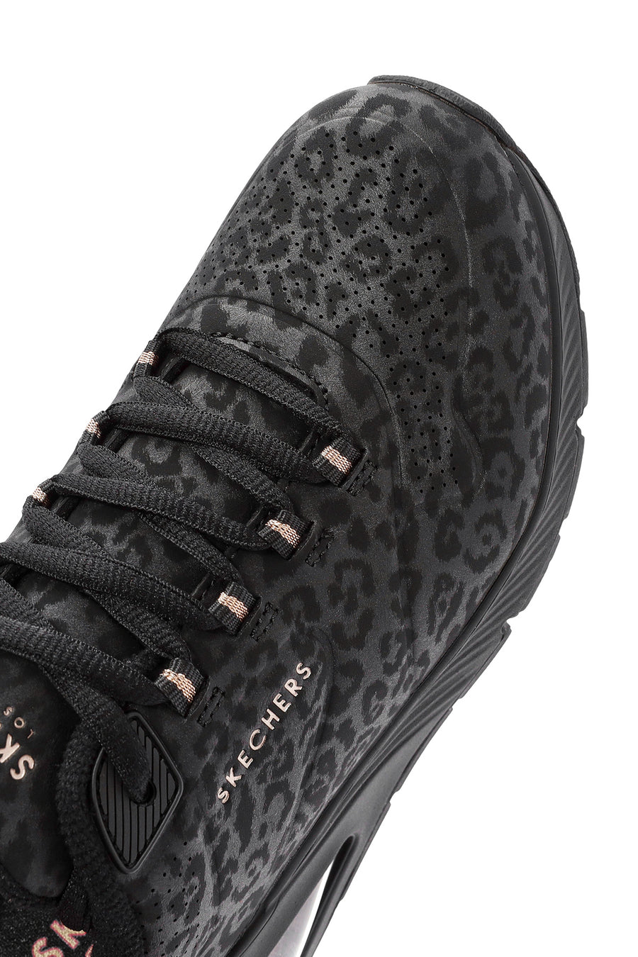 Skechers Kadın Siyah Leopar Desenli Bağcıklı Sneaker