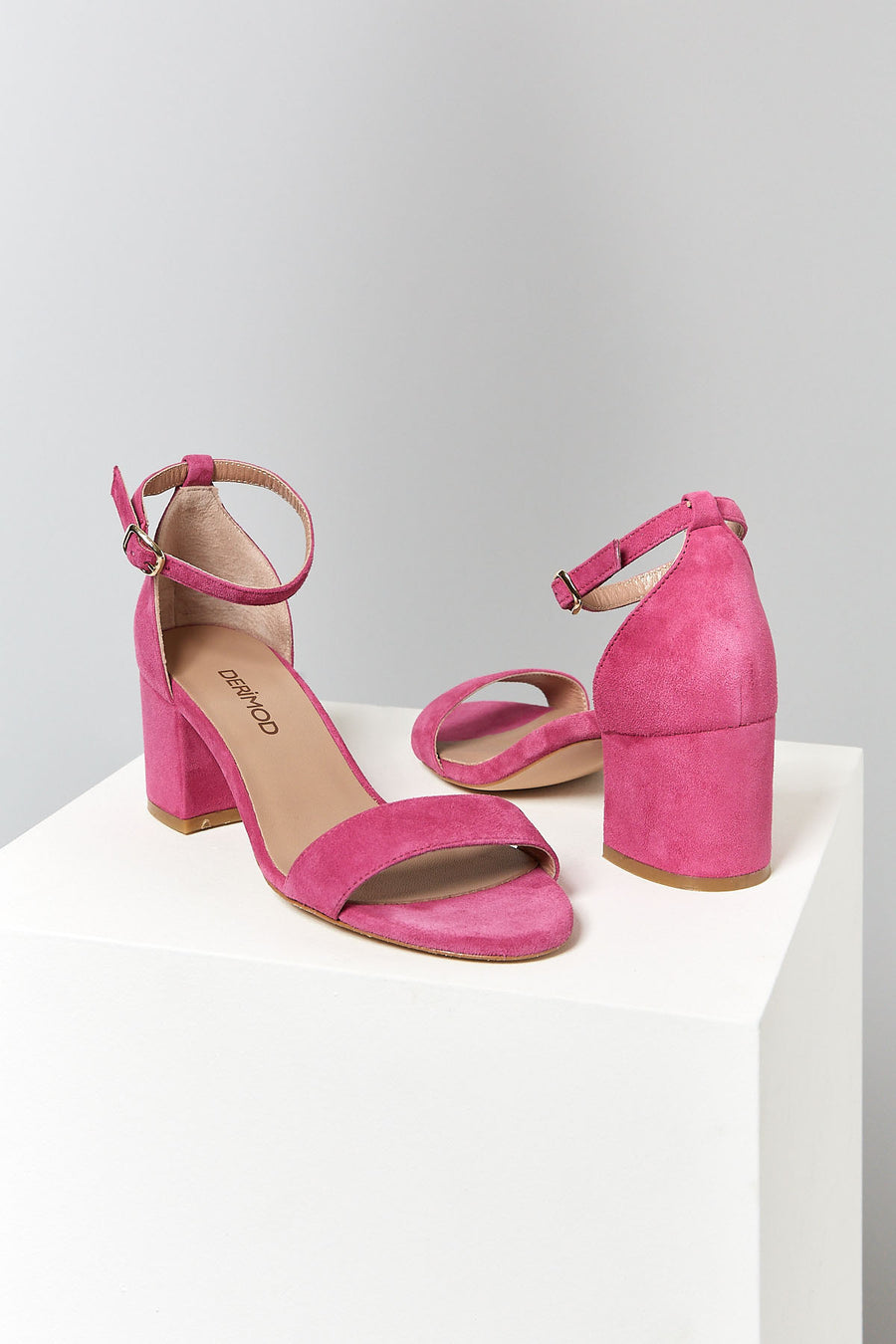 Suede Ankle Strap Women's Leather Heeled Sandals