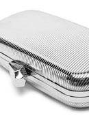 Women's Silver Long Strap Metallic Mini Clutch Evening Bag | Derimod