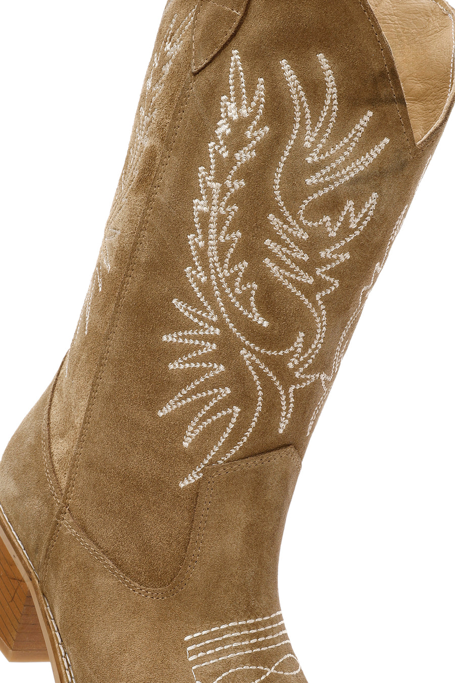 Women's Mink Suede Leather Heeled Cowboy Boots