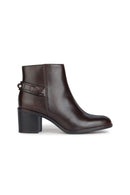 Geox Women's Brown New Asheel Zippered Heeled Leather Boots | Derimod