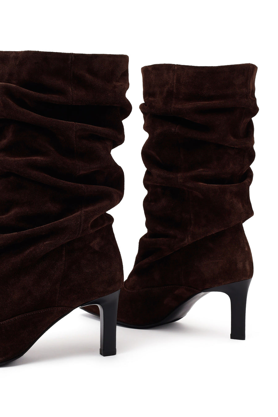 Woman Brown Thin-Heeled Suede Boots