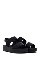 Woman Black Thick-Soled Sandal | Derimod
