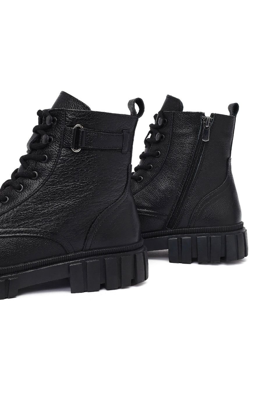 Men's Black Zippered Leather Casual Boots