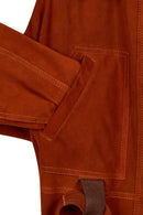 Capri Woman Cinnamon Shirt Collar Short Suede Leather Jacket | Derimod