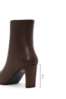 Woman Brown Zip Closure Heeled Boots | Derimod