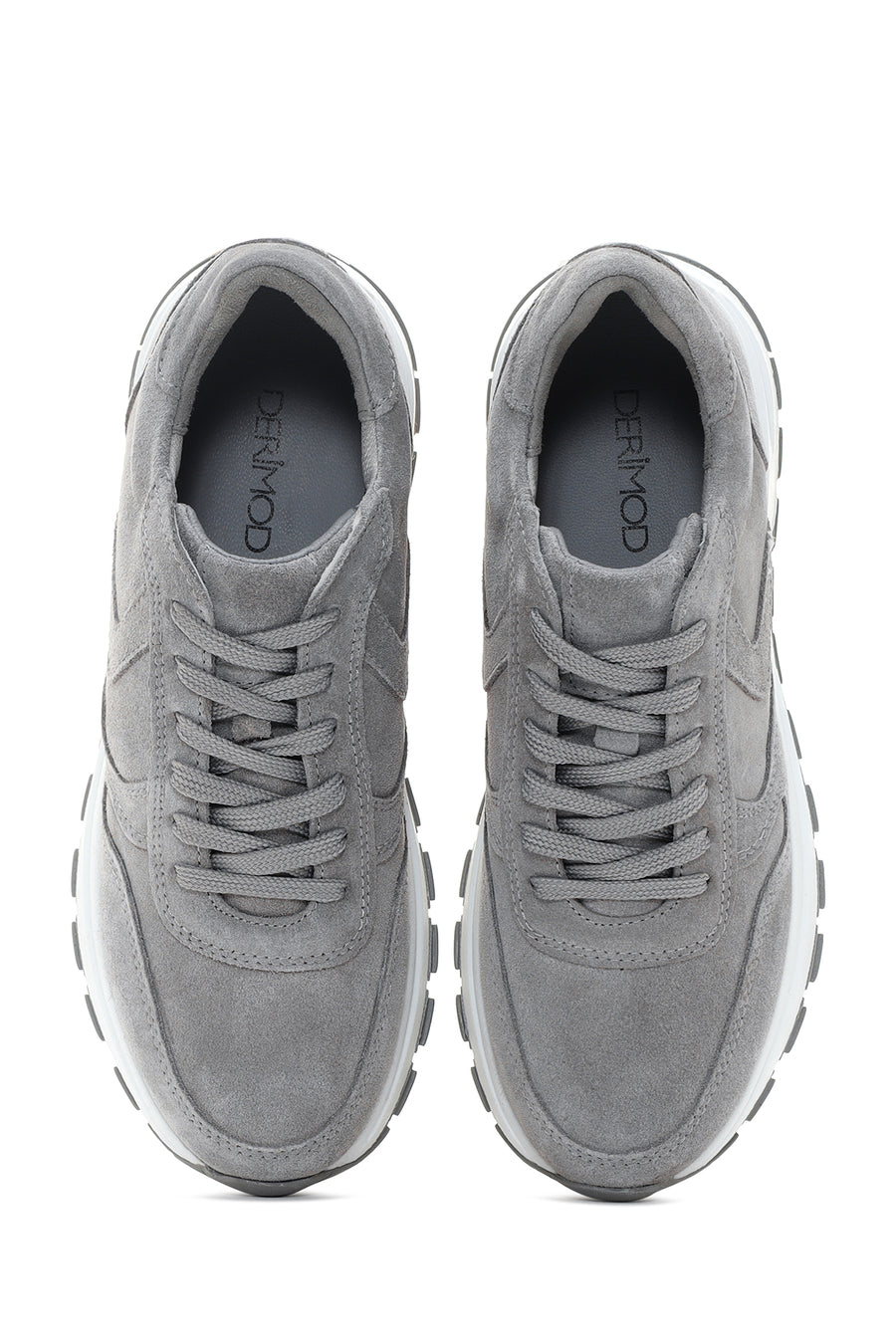 Women's Anthracite Lace-Up Suede Leather Sneakers