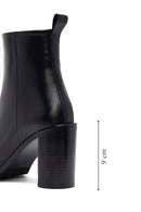 Woman Black Zippered Chunky Heels Leather Boat | Derimod