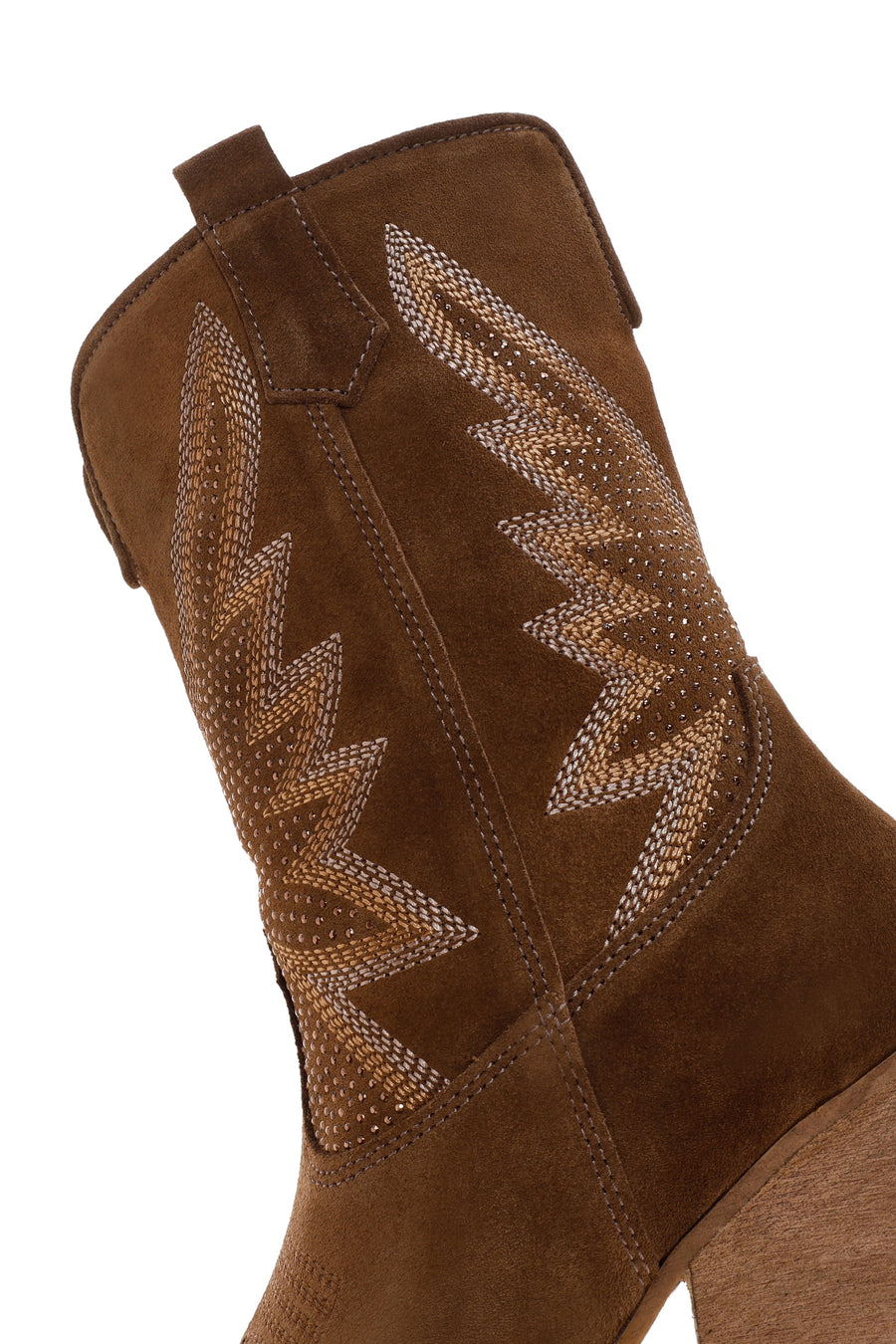 Women's Brown Stone Leather Cowboy Boots