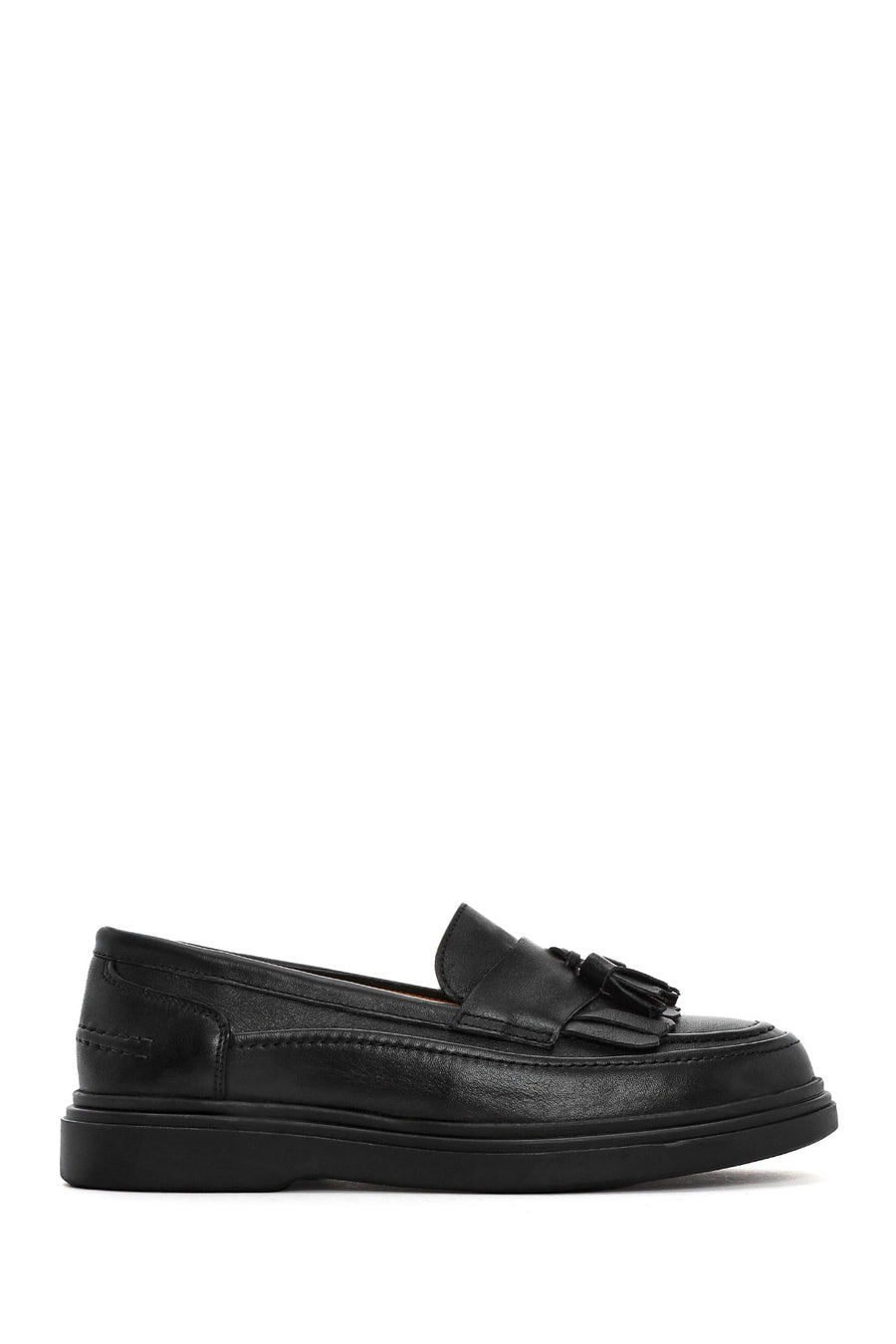 Women's Black Tassel Leather Loafer 25SFD510218 | Derimod