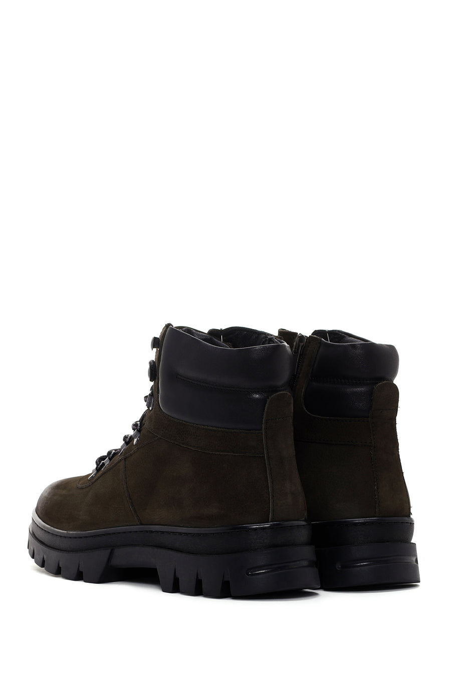 Men's Khaki Nubuck Leather Zippered Boots
