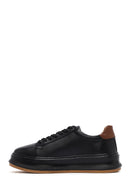 Erkek Siyah Bağcıklı Kalın Tabanlı Deri Sneaker | Derimod