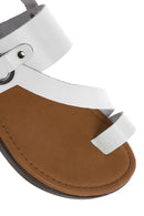 Women's White Flip-Flop Leather Bodrum Sandals | Derimod