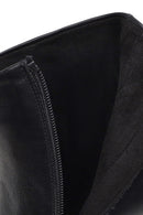 Derimod Flex Woman Black Zip Closure Chunky-Heeled Leather Boots | Derimod