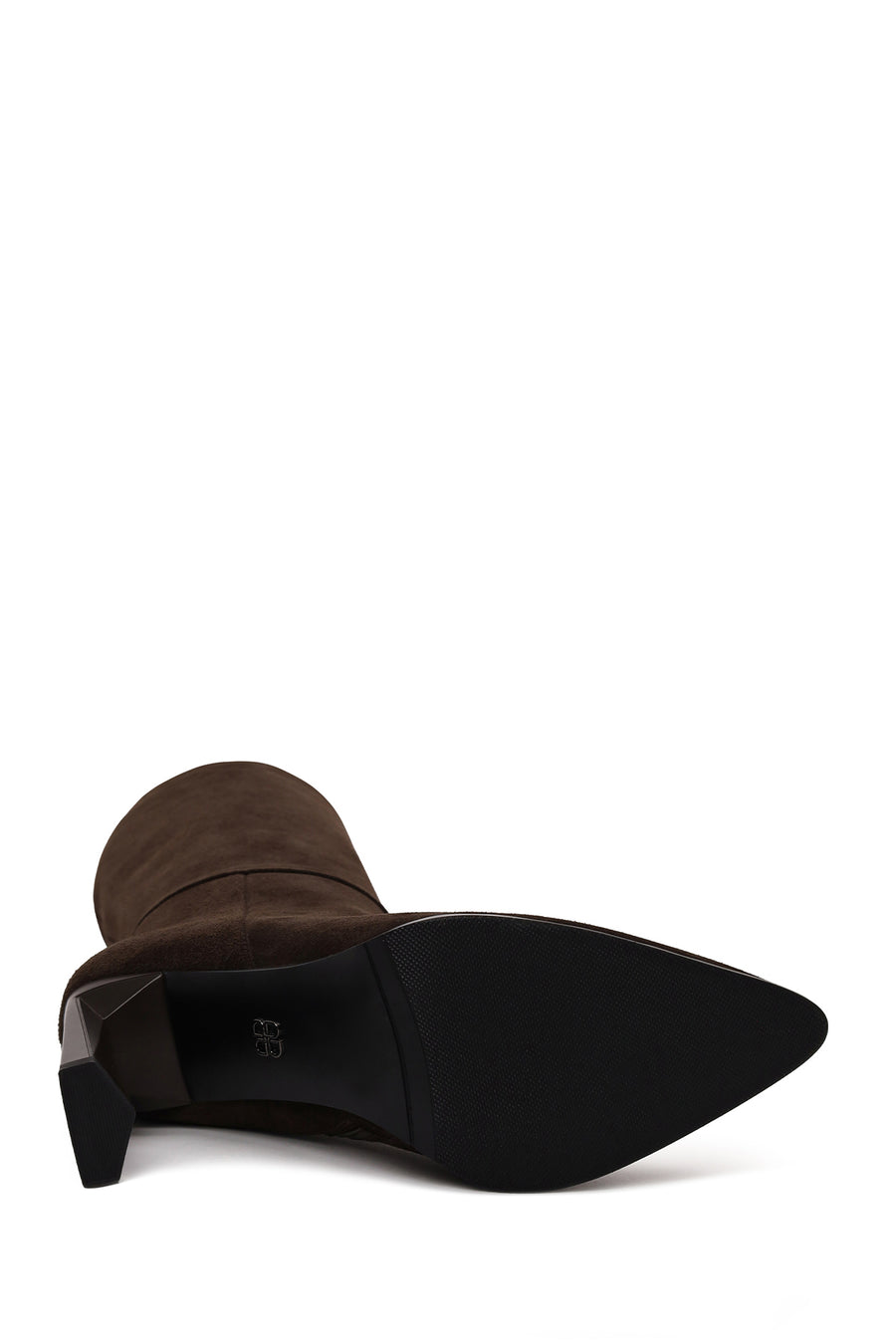 Woman Brown Zip Closure Heeled Suede Boot
