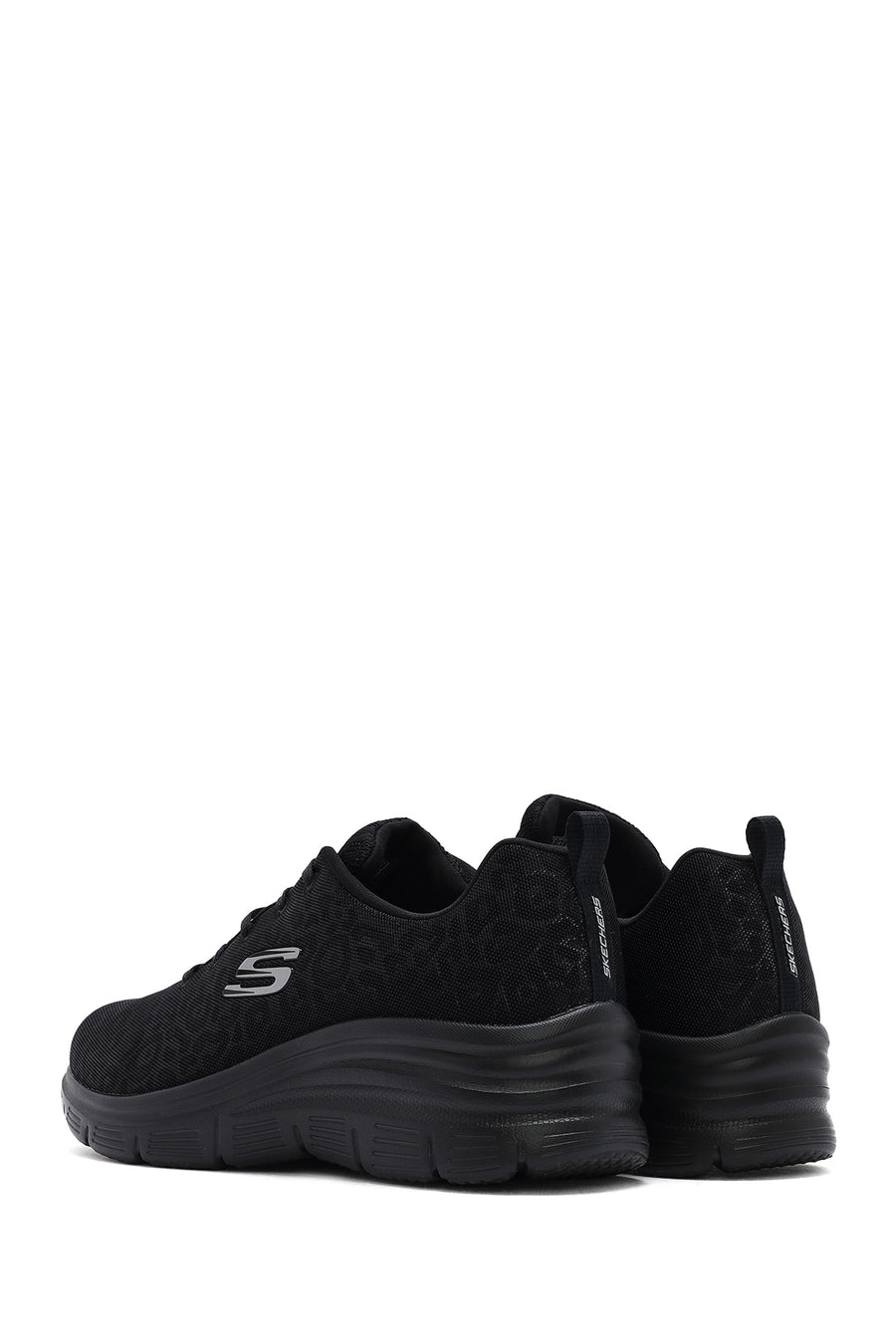 Skechers Women's Black Fashion Fit Lace-Up Thick Sole Fabric Sneakers