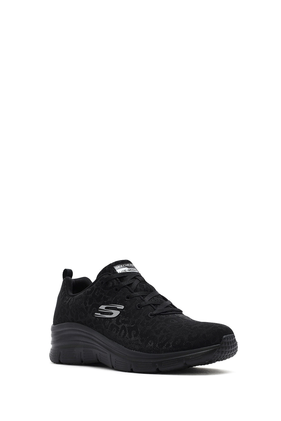 Skechers Women's Black Fashion Fit Lace-Up Thick Sole Fabric Sneakers