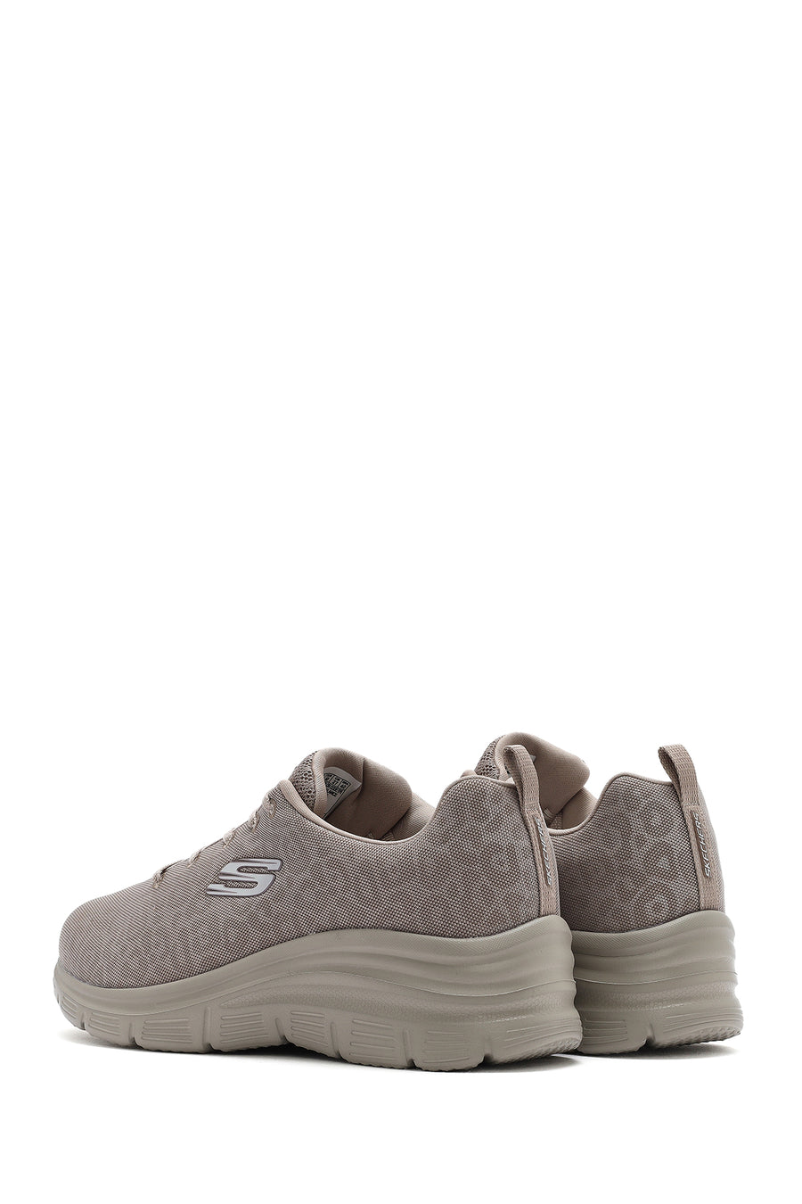 Skechers Women's Beige Fashion Fit Lace-Up Fabric Sneakers