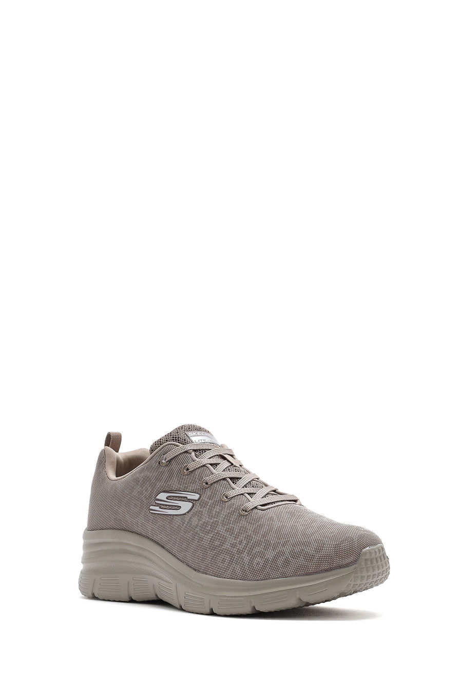 Skechers Women's Beige Fashion Fit Lace-Up Fabric Sneakers