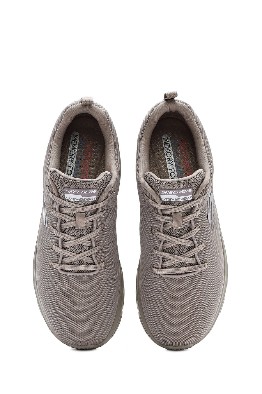 Skechers Women's Beige Fashion Fit Lace-Up Fabric Sneakers