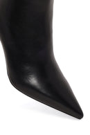 Woman Black Zip Closure Stiletto Heel Leather Boots | Derimod