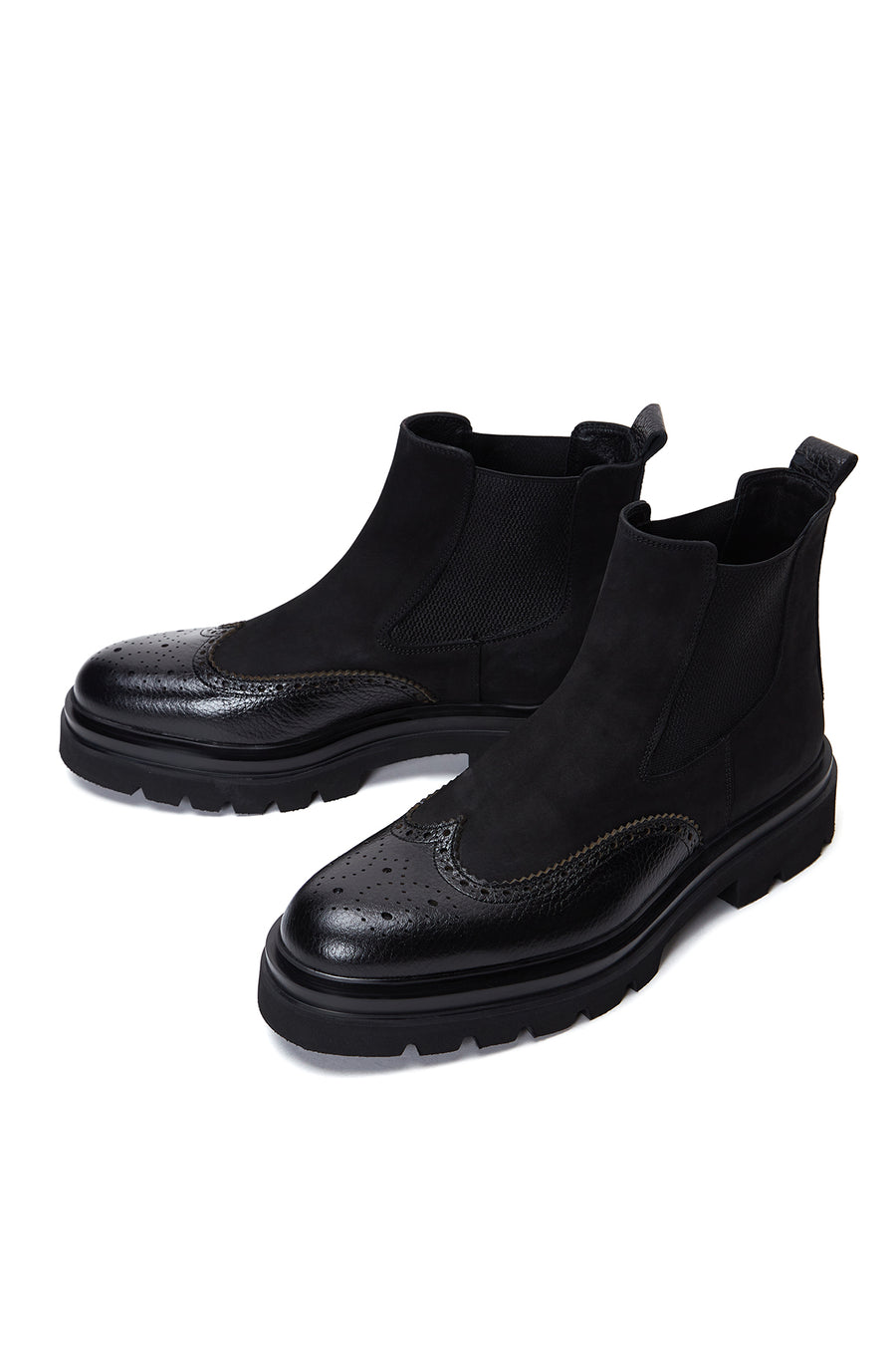 Men's Black Leather Chelsea Flat Boots