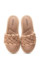 Women's Beige Knitted Comfort Slippers | Derimod