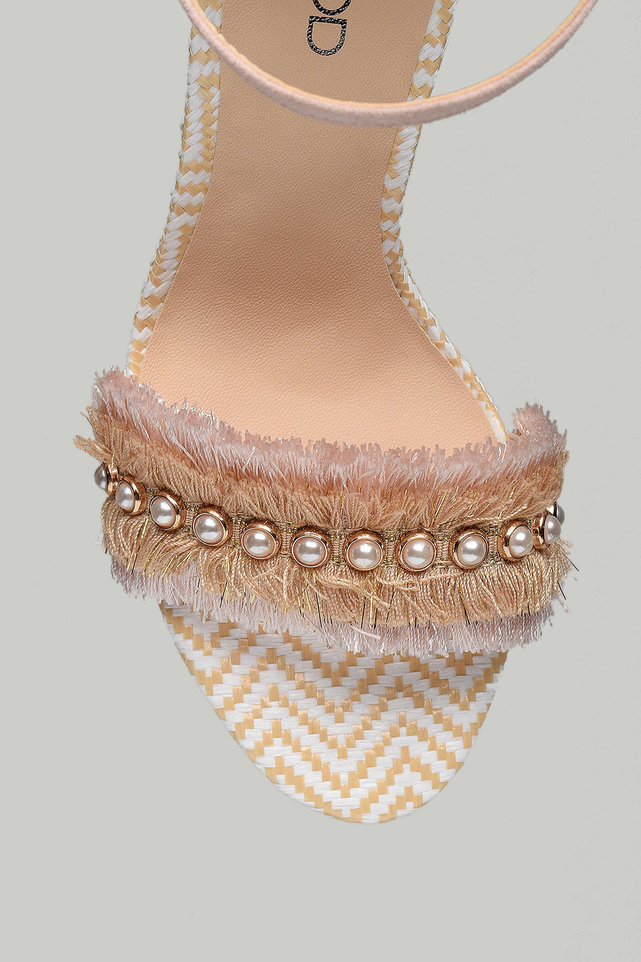 Women's Heeled Sandals with Tassels and Pearl Detail