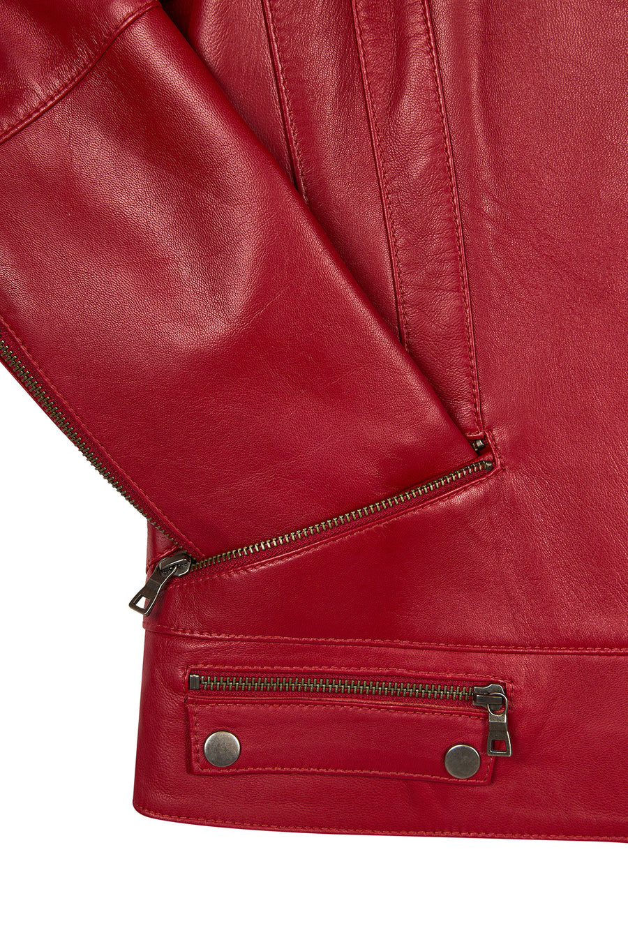 Nora Woman Red Short Leather Jacket