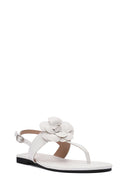 Women's Cream Flower Detailed Flip Flop Sandals | Derimod