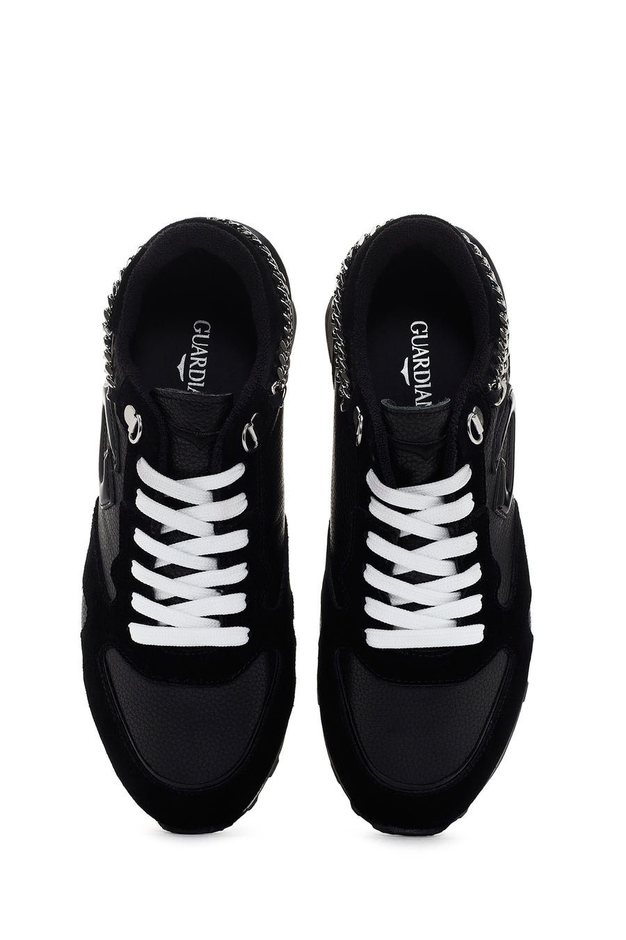 Alberto Guardiani Women's Black Wen Leather Thick Soled Sneaker