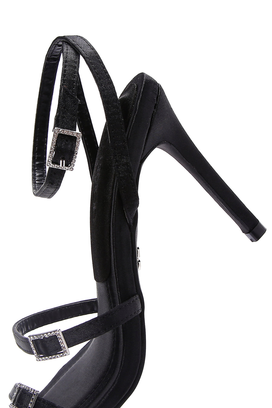 Women's Black Ankle Strap Thin Heel Sandals