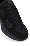 Male Black Lace-Up Thick-Soled Fabric Sneaker | Derimod