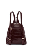 Women's Claret Red Patterned Backpack | Derimod