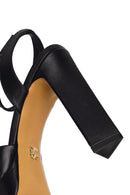 Woman Black Ankle-Buckle Platform High Chunky Heel Leather Sandal | Derimod