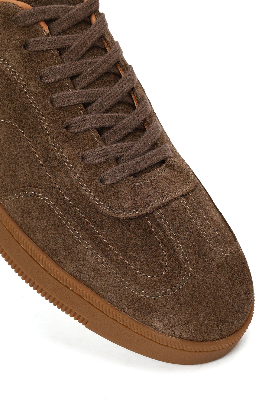 Male Tan Lace-up Thick-Soled Suede Leather Sneaker