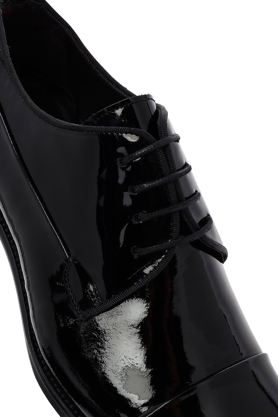 Male Black Lace-Up Leather Patent Leather Casual Shoes