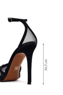 Woman Black Ankle-Buckle High Thin-Heeled Leather Sandal | Derimod