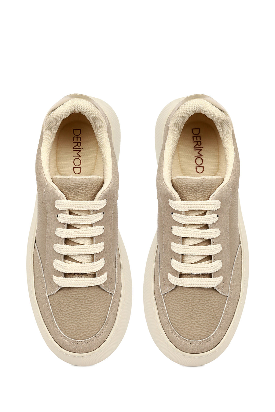 Women's Taupe Lace-Up Thick-Soled Sneaker