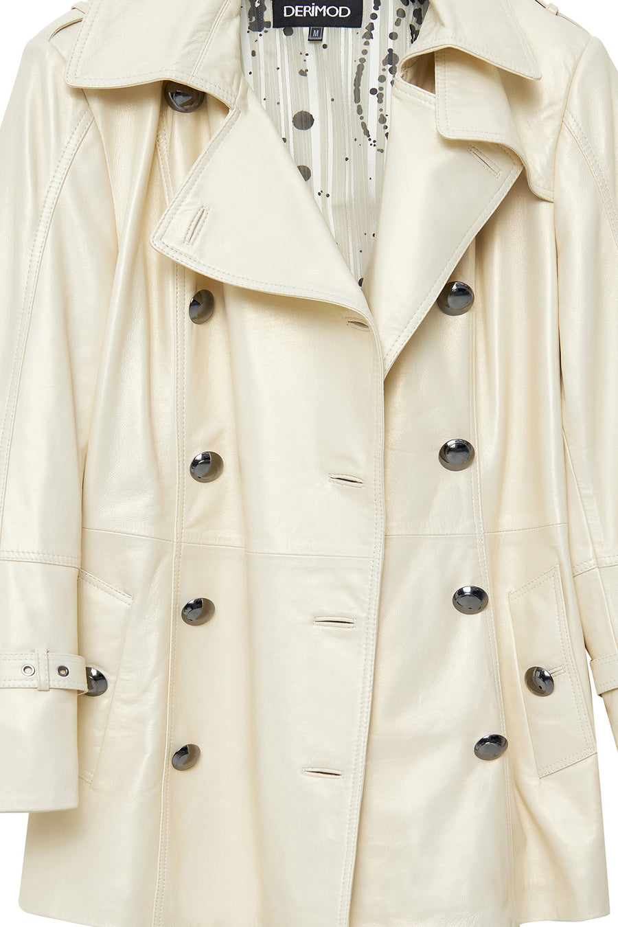 Barbara Women's Beige Double Breasted Collar Regular Leather Trench Coat