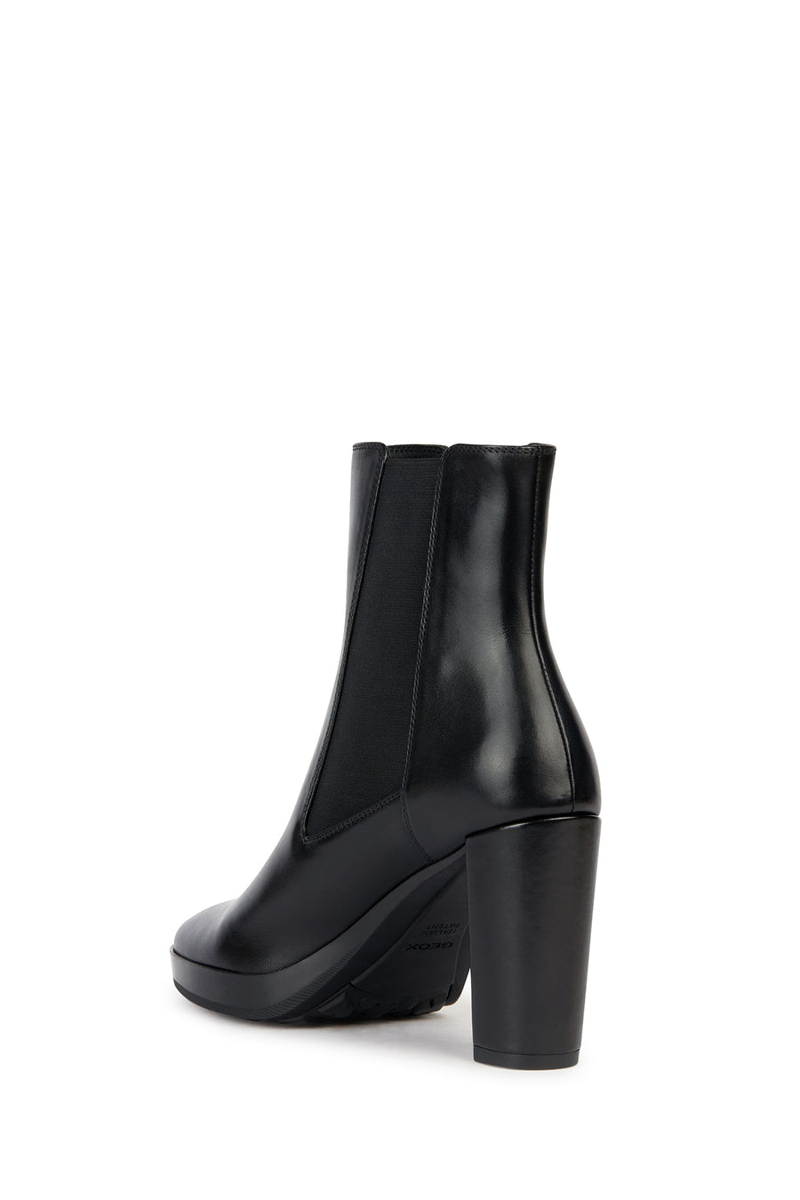 Geox Women's Black Walk Pleasure Leather Plaftorm Heeled Boots